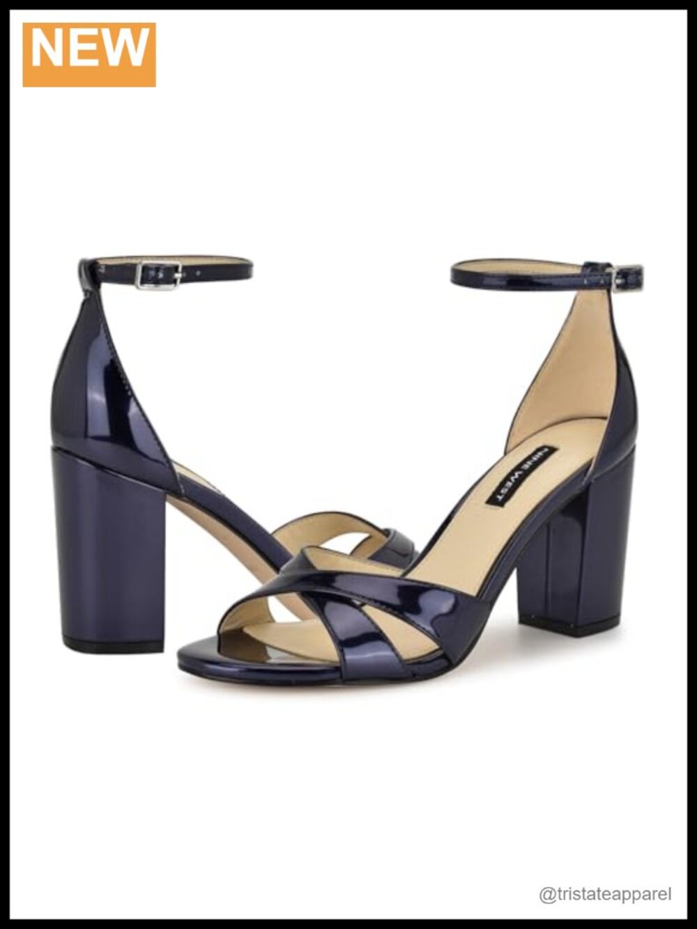 Nine West Saile Block Heel Ankle Strap Criss Cross Dress Sandals